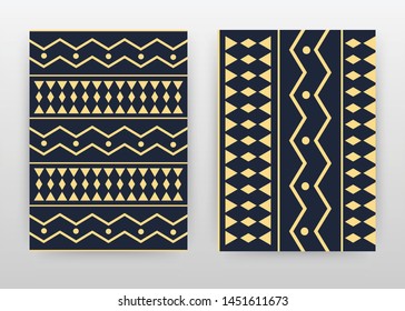Bisque ornament seamless texture on black design for annual report, brochure, flyer, poster. National ornament background vector illustration leaflet, poster. Business abstract A4 brochure template.