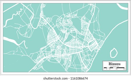 Bissau Republic of Guinea-Bissau City Map in Retro Style. Outline Map. Vector Illustration.