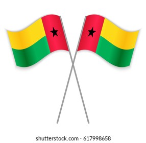 Bissau-Guinean and Bissau-Guinean crossed flags. Guinea-Bissau combined with Guinea-Bissau isolated on white. Language learning, international business or travel concept.
