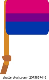 Bissexual flag holding by a black peple hand.