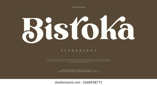 Bistoka Modern abstract digital tech font. Logo creative font, type, technology, movie, digital, music, movie. Font and illustration in vector format.