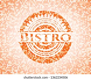 Bistro abstract orange mosaic emblem with background