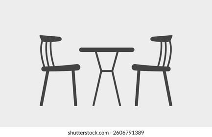 Bistro Furniture Icon. Illustration of table and chair for urban cafe or restaurant. Interior of public place for lunch or snack
