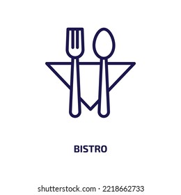 Bistro Icon From Food Collection. Thin Linear Bistro, Restaurant, Menu Outline Icon Isolated On White Background. Line Vector Bistro Sign, Symbol For Web And Mobile