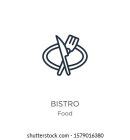 Bistro icon. Thin linear bistro outline icon isolated on white background from food collection. Line vector sign, symbol for web and mobile