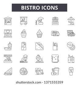 Bistro line icons, signs set, vector. Bistro outline concept, illustration: bistro,food,restaurant,menu,cooking,delunch