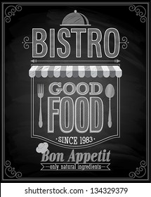 Bistro Poster - Chalkboard. Vector illustration.