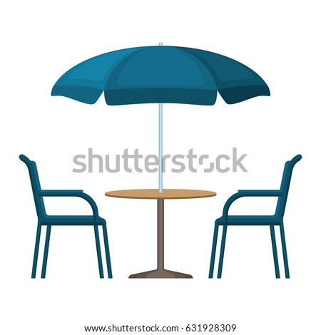 Bistro Round Table Open Umbrella Tent Stock Vektorgrafik