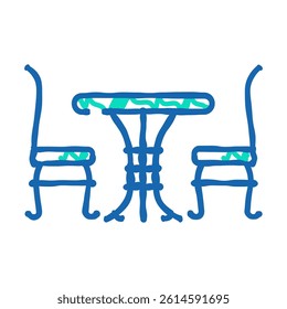 bistro set outdoor furniture doodle icon sketch vector. bistro set outdoor furniture sign. isolated symbol illustration