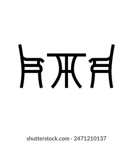 bistro set outdoor furniture line icon vector. bistro set outdoor furniture sign. isolated contour symbol black illustration