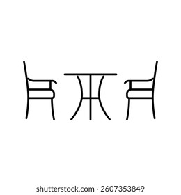 bistro set outdoor furniture line icon vector. bistro set outdoor furniture sign. isolated contour symbol black illustration