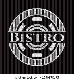 Bistro silvery badge or emblem. Vector Illustration. Mosaic.