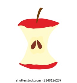 Bit of apple doodle illustration. Cute apple leftover vector sketch