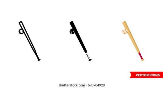 Bit and ball icon of 3 types: color, black and white, outline. Isolated vector sign symbol.