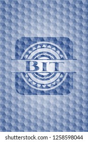 Bit blue hexagon emblem.
