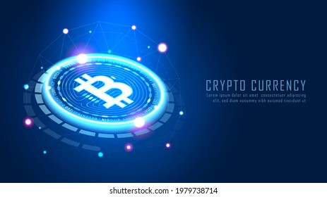 Bit coin blockchain technology with network connection concept suitable for financial investment or crypto currency trends business idea and all art work design - Vector