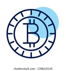 diseño de ilustración vectorial de icono de línea de línea de moneda de bits criptografía de moneda de bits