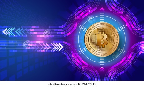 bit coin Cryptocurrency on digital Illustrated background /vector 