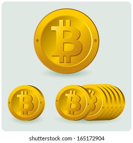 Bit coin digital currency. Vector illustration