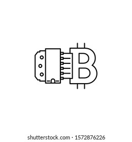 Bit coin icon. Cryptocurrency. Digital currency.  Internet money. Outline thin line flat illustration. Isolated on white background. 
