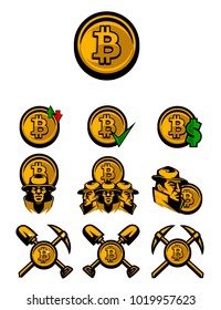 bit coin icon and logo vector set