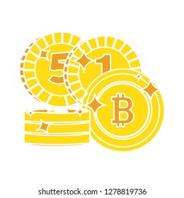 Bit Coin Icon -savings Symbol- Coin Icon - Economy Symbol - Currency Illustration- Profit Sign - Banking Vector-earnings Sign - Rich Vector- Exchange Isolated- Income Illustration