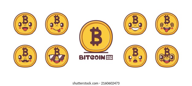 vector de ilustración de moneda de bits. caricatura. símbolo. de %PRODUCTNAME. mascota. emoticono