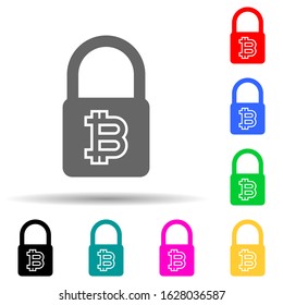 bit coin lock multi color style icon. Simple glyph, flat vector of crypto icons for ui and ux, website or mobile application