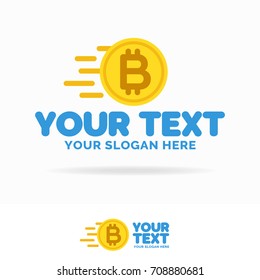 Bit coin logo set consisting of flying money flat style isolated on white background for money exchange, payment, bank. Vector Illustration