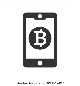 Bit coin on mobile icon, Vector graphics