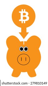 Bit coin pig moneybox isolated vector illustration