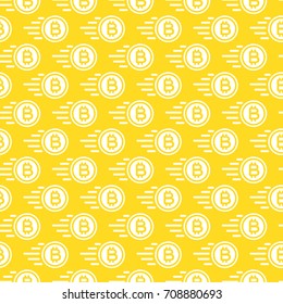 Bit coin seamless pattern consisting of flying money white color flat style for finance company, payment, investment, bank, money exchange etc. Vector Illustration