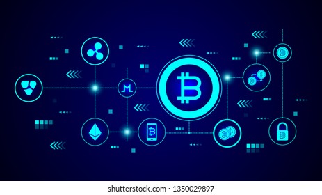 bit coin sign icon. From crypto set