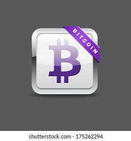 Bit Coin Sign Rounded Corner Vector Icon Button