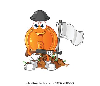 bit coin swat the fly character. cartoon mascot vector