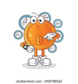 bit coin swat the fly character. cartoon mascot vector