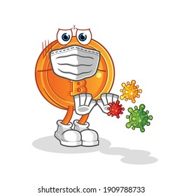 bit coin swat the fly character. cartoon mascot vector