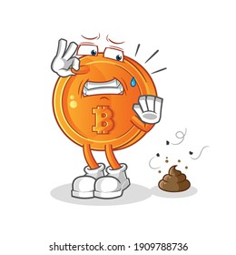 bit coin swat the fly character. cartoon mascot vector