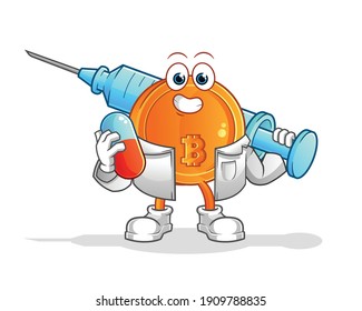 bit coin swat the fly character. cartoon mascot vector