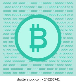 Bit coin symbol with binary background