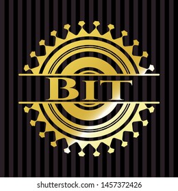 Bit gold emblem. Vector Illustration. Detailed.
