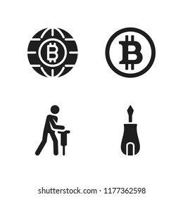 bit icon. 4 bit vector icons set. driller, screwdriver and bitcoin icons for web and design about bit theme