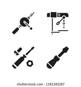 bit icon. 4 bit vector icons set. screwdriver, hand drill and drill icons for web and design about bit theme