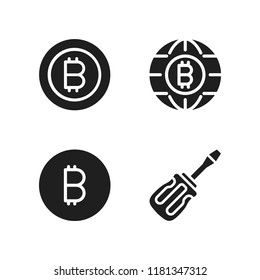 bit icon. 4 bit vector icons set. bitcoin and screwdriver icons for web and design about bit theme