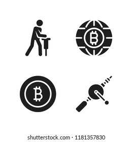 bit icon. 4 bit vector icons set. bitcoin, hand drill and driller icons for web and design about bit theme