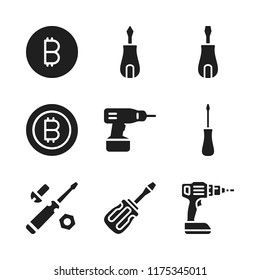 bit icon. 9 bit vector icons set. driller, drill and bitcoin icons for web and design about bit theme