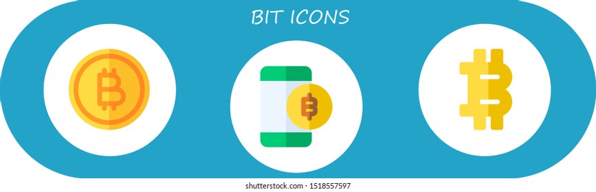 bit icon set. 3 flat bit icons.  Collection Of - bitcoin icons