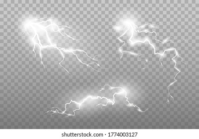 A bit of lightning and flashes. Thunderstorm vector charge energy power.