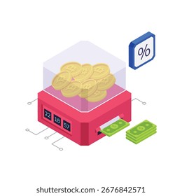 Ilustración vectorial isométrica de préstamo de bits.