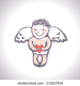 bit pattern cute angel with heart